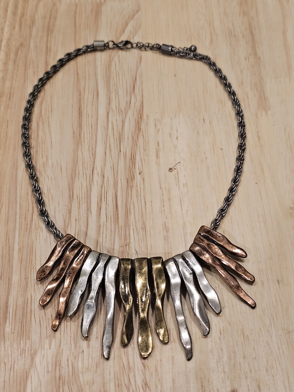 Mixed Metal Statement Pendant Necklace